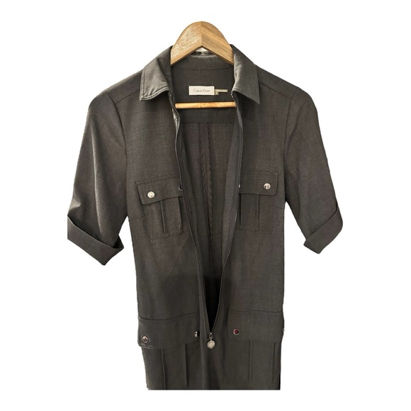 Calvin Klein Women’s Military Utility Dress Charcoal Gray Size 4 - Picture 4 of 6